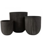 Set 3 vases ronds ceramique haut noir