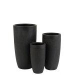 Set 3 vases ronds hauts argile noir
