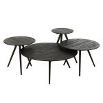Set de 4 tables rondes teck recycle noir
