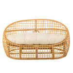 Sofa lise + coussin 2 personnes rotin / textile naturel / blanc