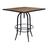 Table de bar carre 4 places mtal et bois style industriel