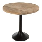 Table bar ronde bois mtal naturel noir
