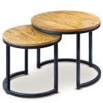 Tables basses gigognes en bois de manguier et pieds mtal style industriel eclipse