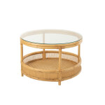 Table basse jovelyne rotin + verre naturel