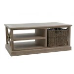 Table basse rectangulaire avec panier bois gris