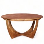 Table basse ronde en bois massif fonc� style scandinave floki