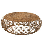 Table basse soucoupe fer / feuille de bananier naturel