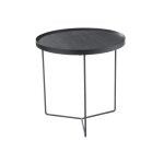 Table gigogne ronde bois mtal marron fonc small