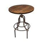 Table haute ronde bistrot m�tal et bois style industriel