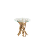Table de salon branches teck naturel / verre large