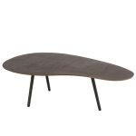 Table de salon goutte aluminium / fer marron large