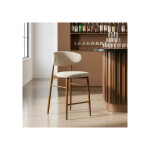 Tabouret de bar 65cm beige tissu - mtal