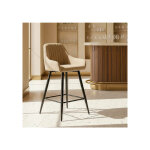 Tabouret de bar beige tissu - mtal