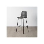 Tabouret de bar en mtal et simili cuir noir