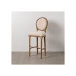 Tabouret de bar naturel - blanc tissu - bois salon 45 x 55 x 116 cm