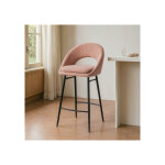 Tabouret de bar rose tissu - mtal