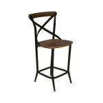 Tabouret de bar style industriel en bois et mtal ii