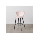 Tabouret de bar velours rose tissu - mtal