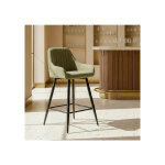 Tabouret de bar vert tissu - mtal