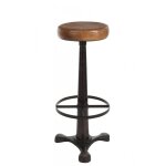Tabouret cuir / mtal cognac