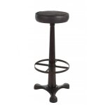 Tabouret cuir / mtal noir