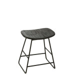 Tabouret rectangulaire teck recycle noir small