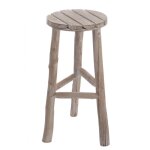 Tabouret rond bois blanc wash medium