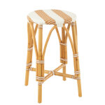 Tabouret rotin beige / blanc large