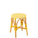 Tabouret rotin jaune / blanc small