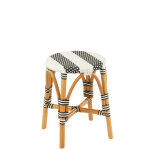 Tabouret rotin noir / blanc small