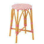 Tabouret rotin rose large