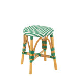 Tabouret rotin vert fonc� / blanc small