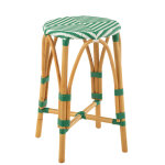 Tabouret rotin vert fonc� large