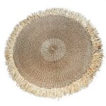 Tapis bohme chic naturel  franges en raphia, agave, palmier 150cm