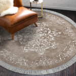 Tapis d'entre beige et blanc polyester 100cm moon
