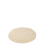 Tapis lignes abstraites rond laine �cru