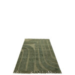 Tapis lignes arrondies laine vert kaki