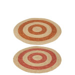 Tapis rond cercles ma�s orange / rouge large assortiment de 2
