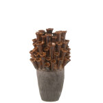 Vase anemone porcelaine marron / gris large