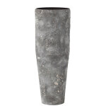 Vase cylindrique rugueux metal gris
