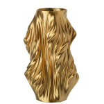 Vase impression 3d irr�gulier porcelaine dor� large