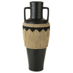 Vase motifs + anses terracota / herbes noir / naturel