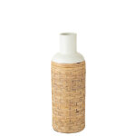 Vase tissage terracota / rotin blanc / naturel