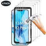 4 pi�ces, verre tremp� iphone 12 max / iphone 12 pro (6. 1 ), ez fit, kit d'installation inclus, premium ...