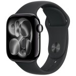 Apple watch series 11 gps 42mm boitier en aluminium noir de jais avec bracelet sport noir s / m