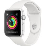 Apple watch series 3 (gps) - boîtier 38 mm aluminium argenté avec bracelet sport blanc taille 130 - 200 ... Apple watch series 3 (gps) - boîtier 38 mm aluminium argenté avec bracelet sport blanc taille 130 - 200 ...