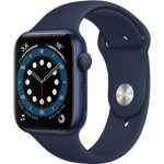 Apple watch series 6 (gps) - boitier 44 mm aluminium bleu avec bracelet sport bleu marine