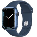 Apple watch series 7 (gps) - 41 mm - aluminium bleu - montre connect�e avec bracelet sport - fluoro�lastom�re ...