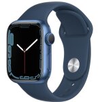 Apple watch series 7 (gps) - 45 mm - aluminium bleu - montre connect�e avec bracelet sport - fluoro�lastom�re ...