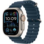 Apple watch ultra 2 gps + cellular - bo�tier titane 49 mm - bracelet bleu oc�an